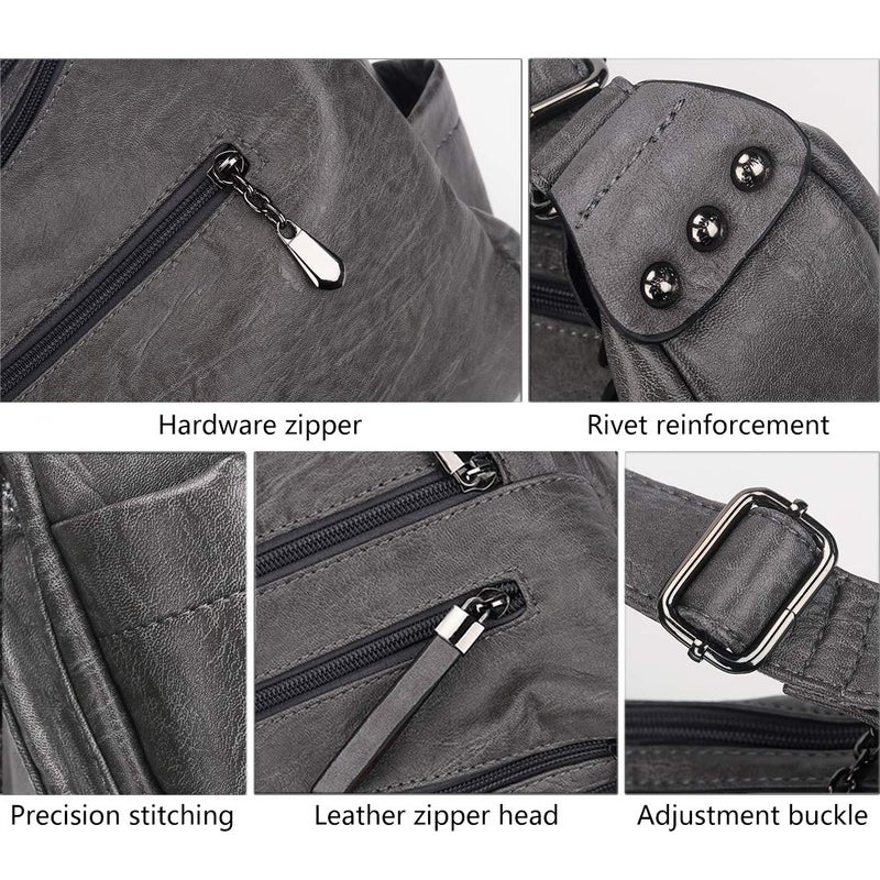Artwell Women's Grey Hobo Bag, 11.8 x 5.9 x 9.8 inches, PU Leather, 5.9L Capacity, 5 Pockets, Anti-Theft, Adjustable Shoulder Strap, 47 inches - Image 3